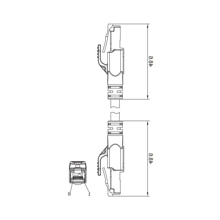 RJ45公头直型转RJ45公头直型、双端预铸TPE柔性电缆、带屏蔽、绿色护套、Ethernet Cat.6a 10Gbps、0C4481-XXX